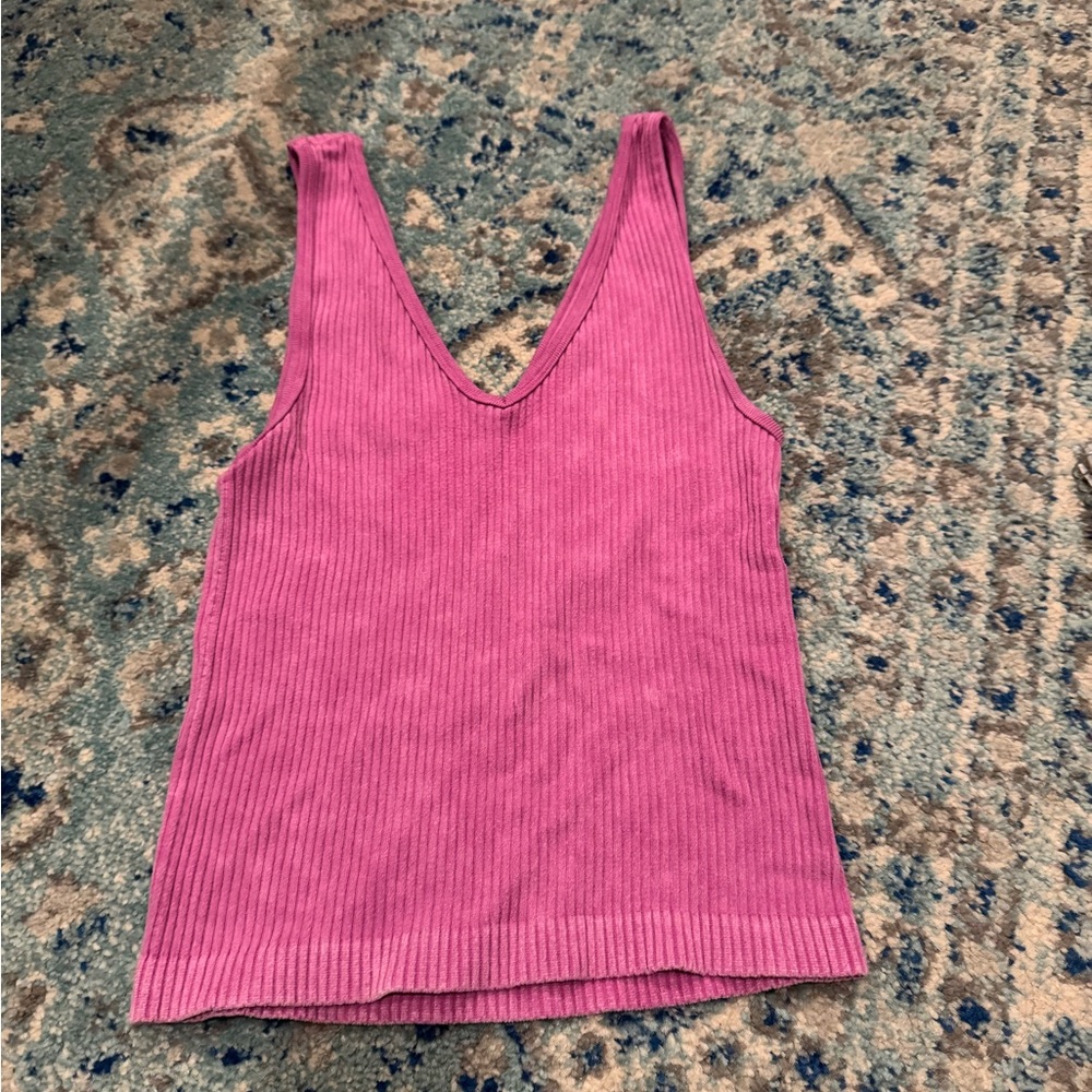 Vibrant Pink Sleeveless Ribbed Top